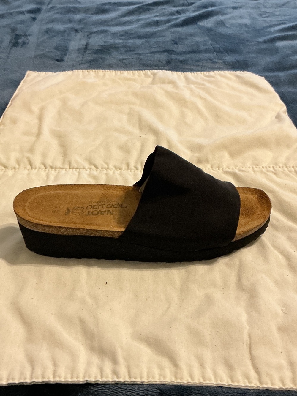 Naot Black Slide Platform Mule